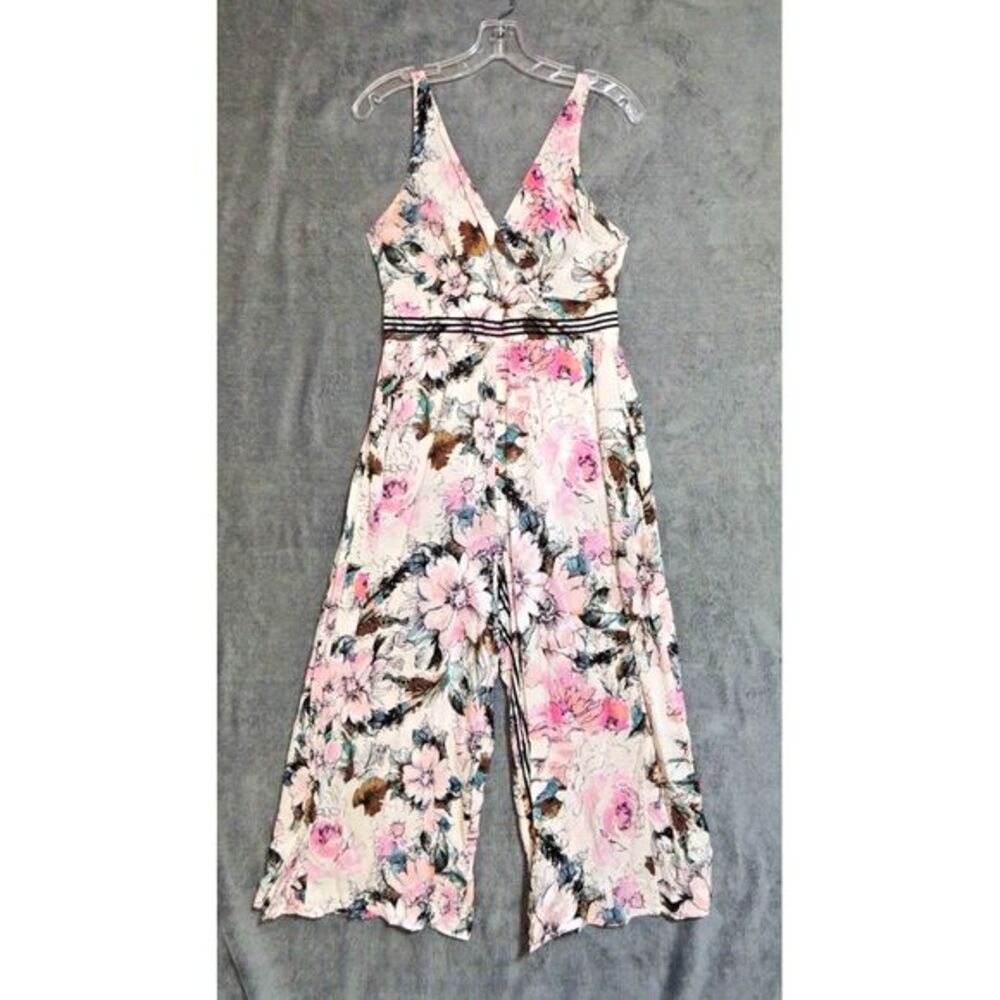 Plenty by Tracy Reese Jumpsuit Womens 2 Pink Floral Wide Leg Boho Summer Romper
